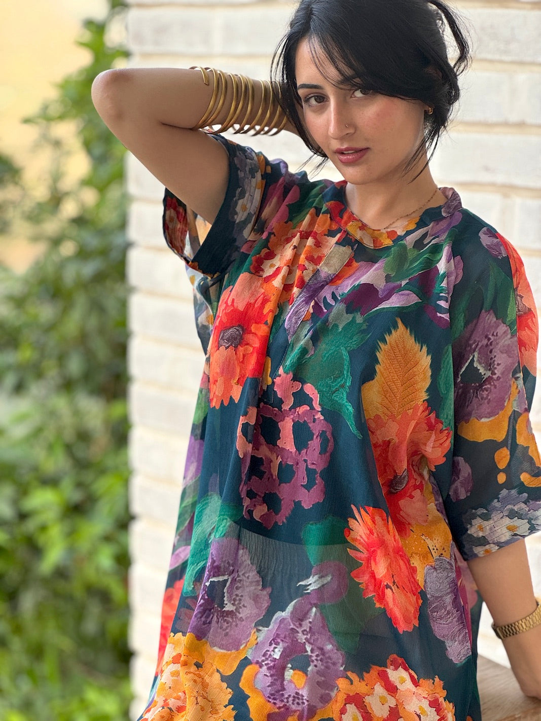 Rosy Chinon Fabric Free Size Kurta In Our Signature Design