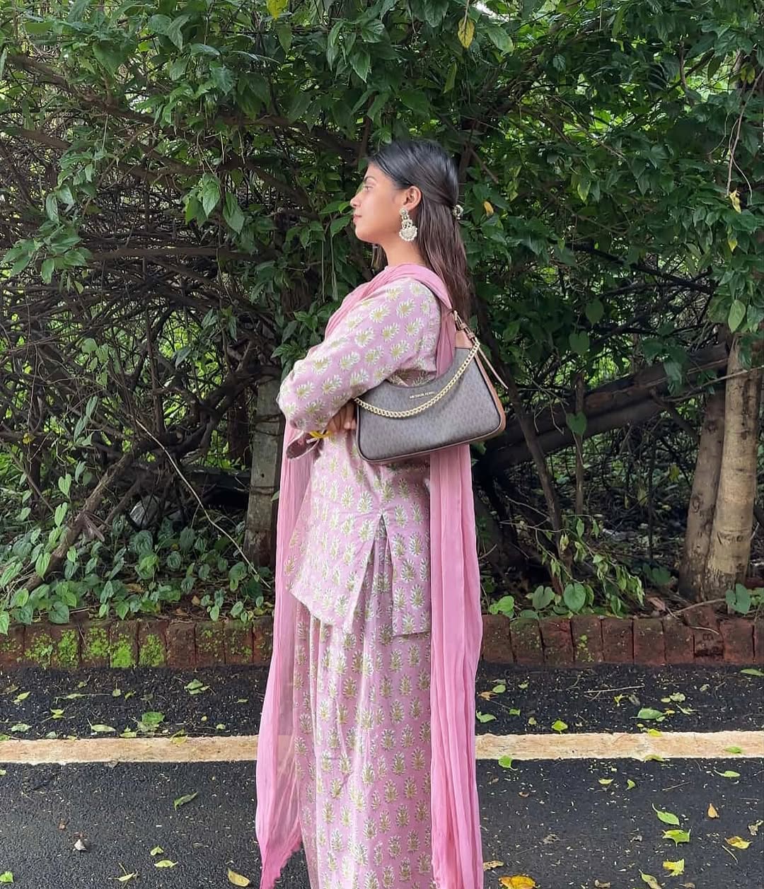 Amira Blush Pink Printed Kurta Set with Farshi Salwar