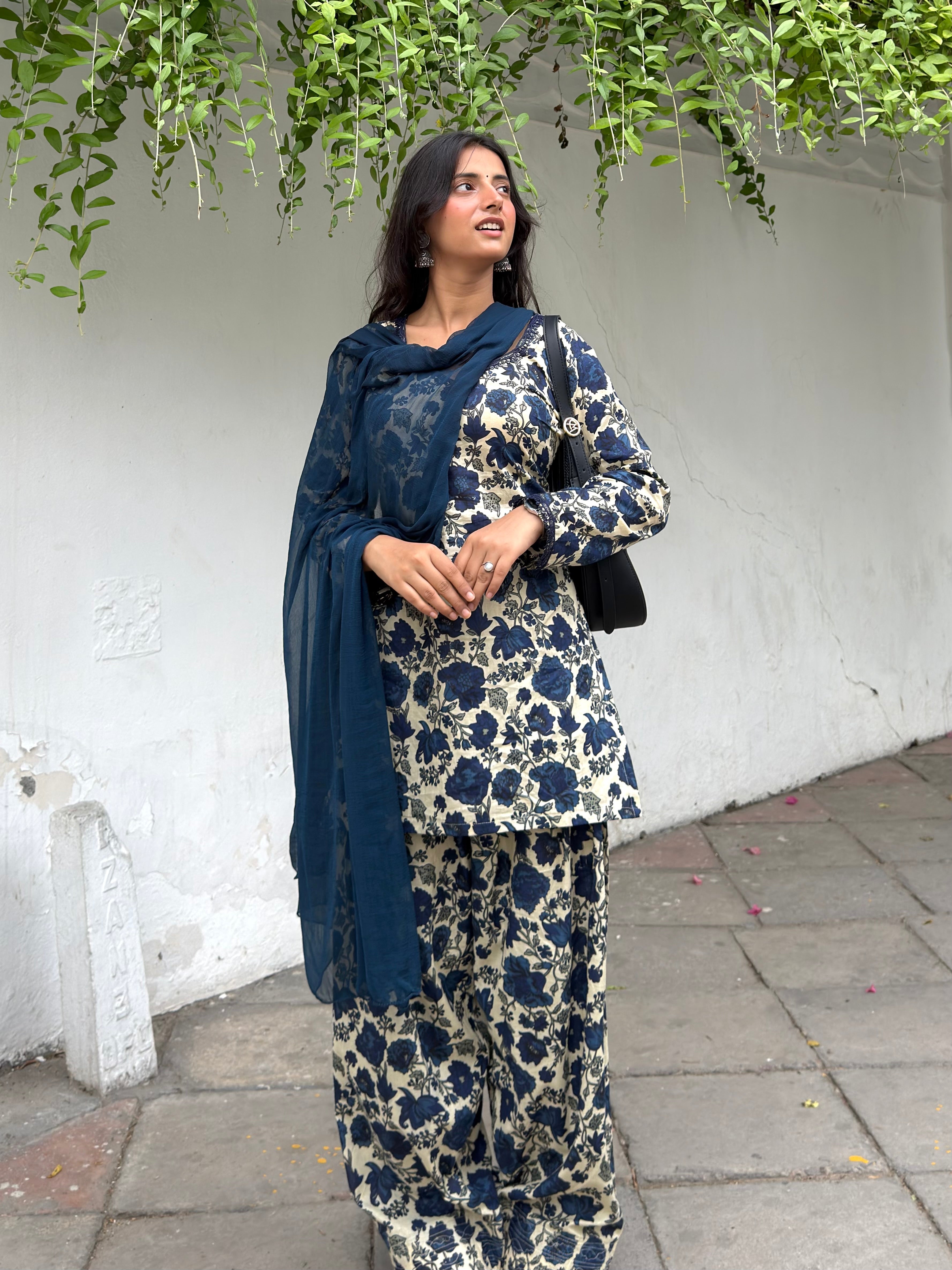 Dildar Blue Comfy Farshi Salwar set