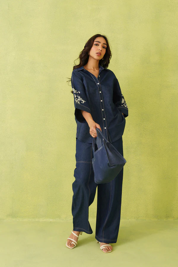 Ruby Denim Embroidered Coord Set