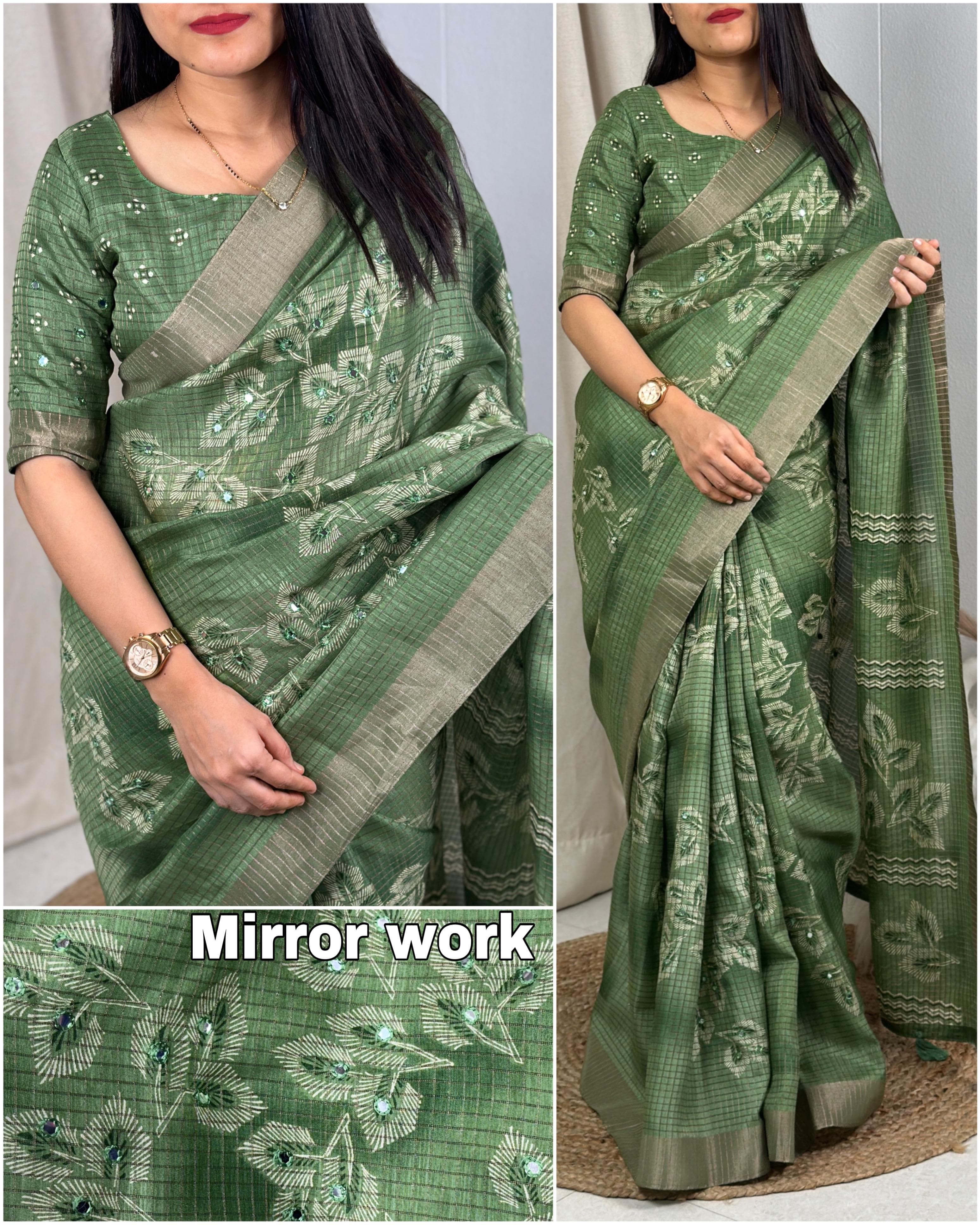 Navnidhi zari jacquard checks with zari border in saree
