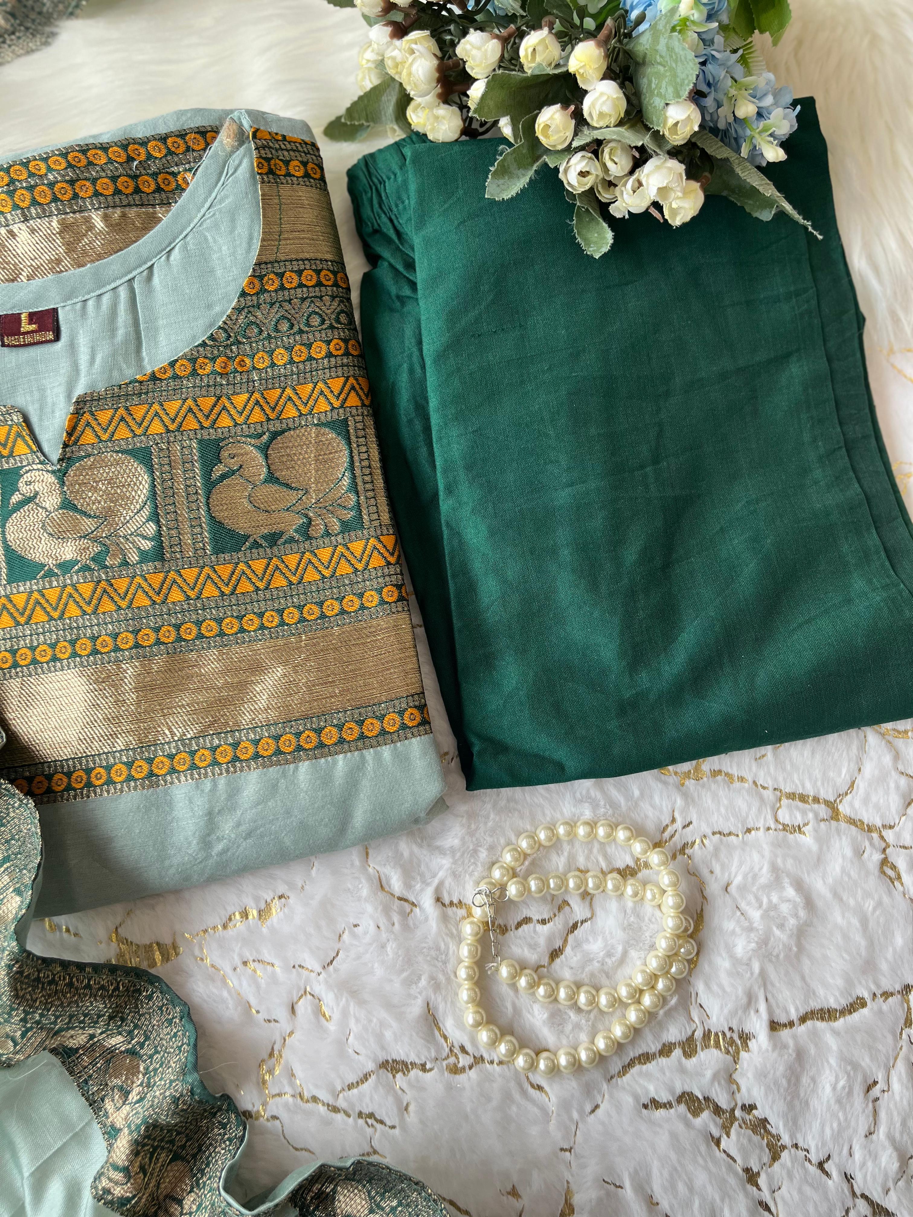 Featuring Beautiful kanchi cotton suit set