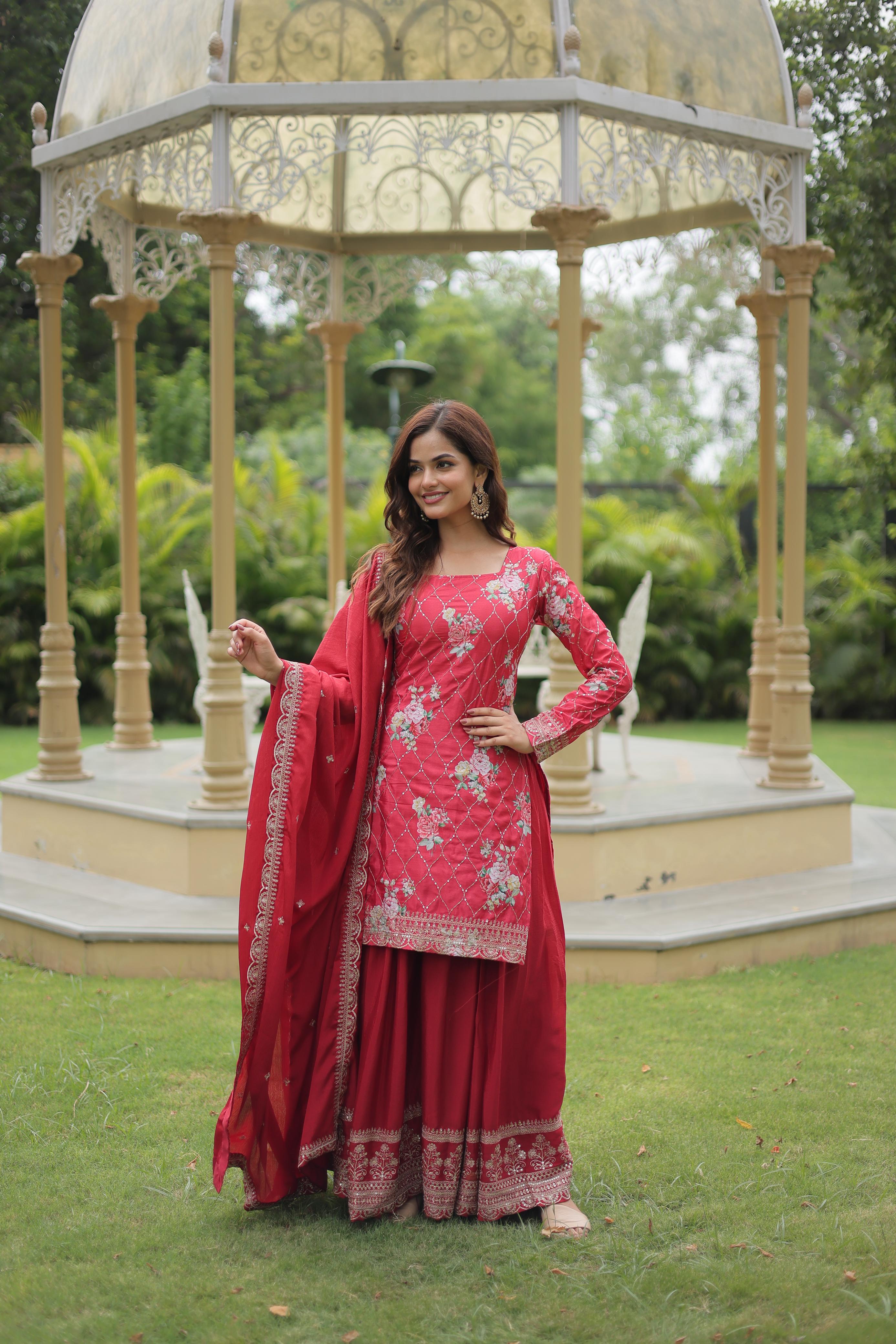 Readymade Plazoo Dupatta Suit