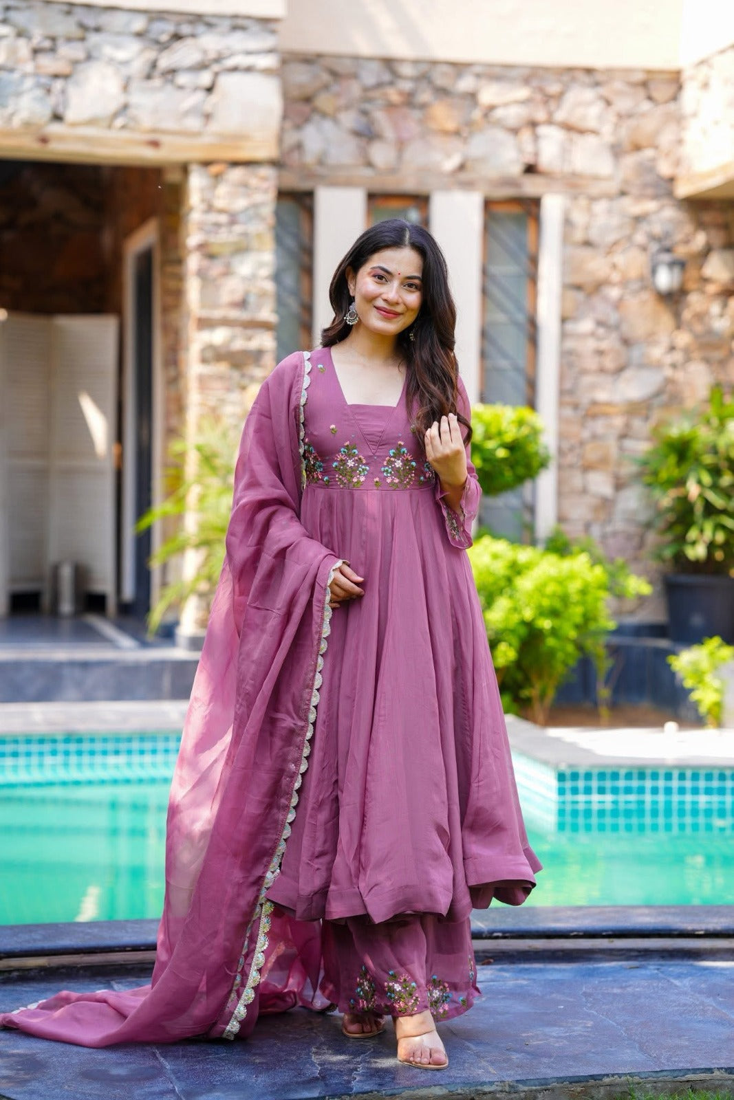 Priyanka Georgette With Embroidery Work Anarkali Kurta Set