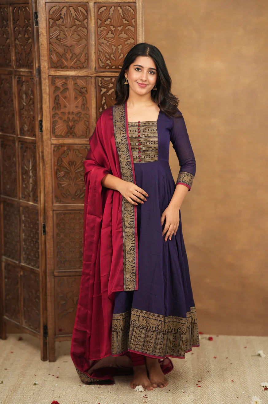 Pure Silk temple pure muslin Anarkali Gown