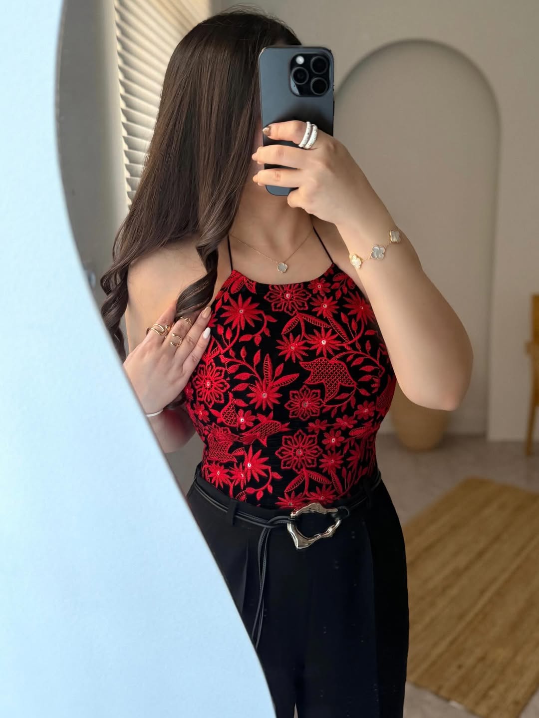 Sweetheart Red Kora Cottan Embroidered Bloom Set