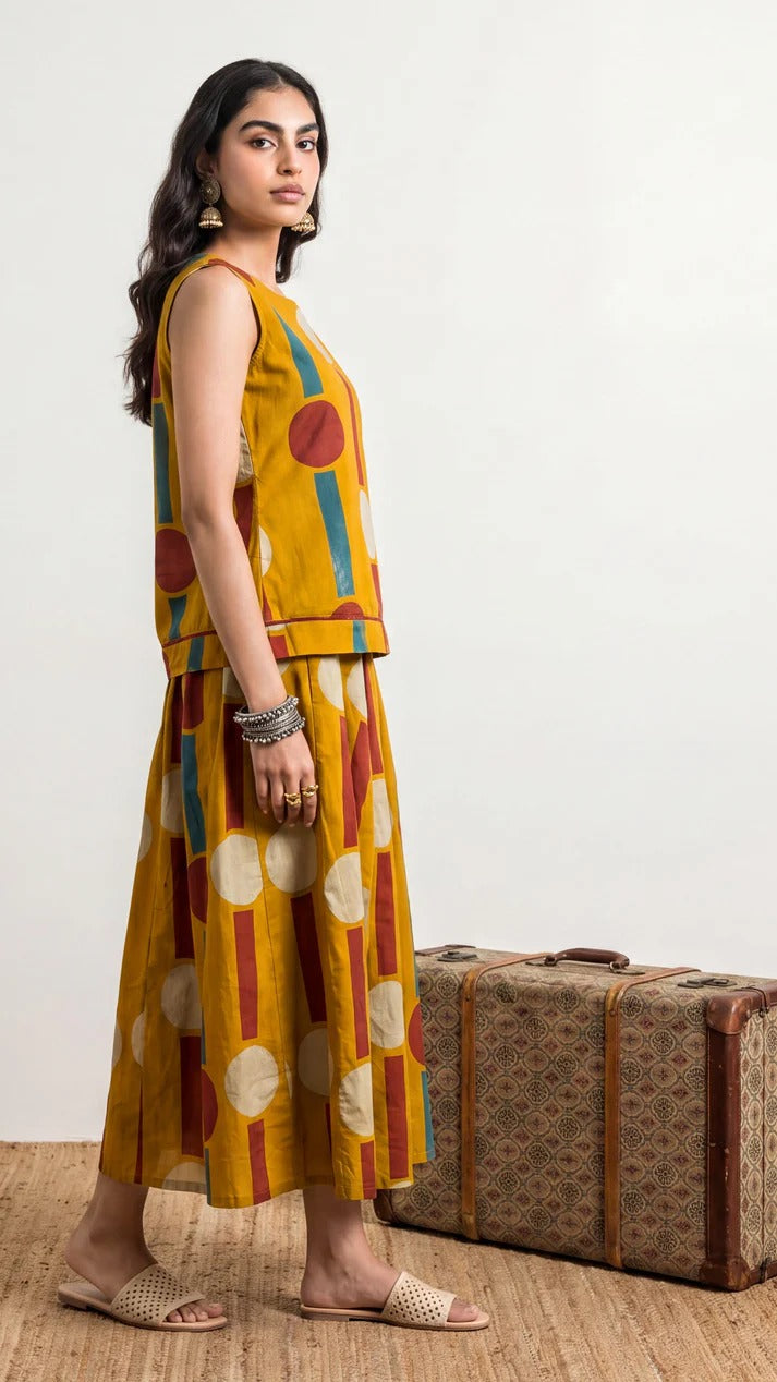 Anouk Yellow Abstract print comfy cord-set.