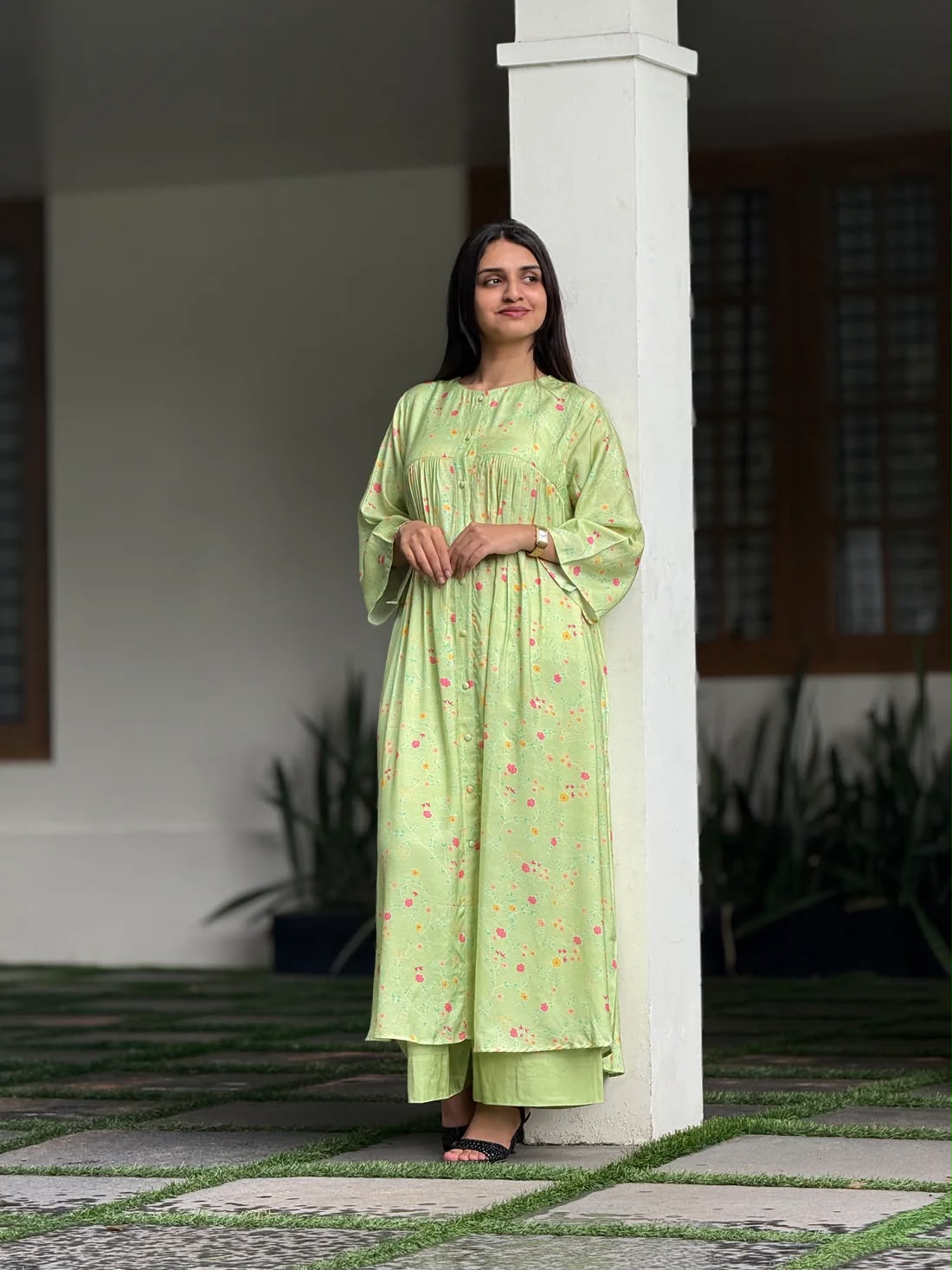 Ayesha Bloom Grace Floral Muslin Kurta Set for Women