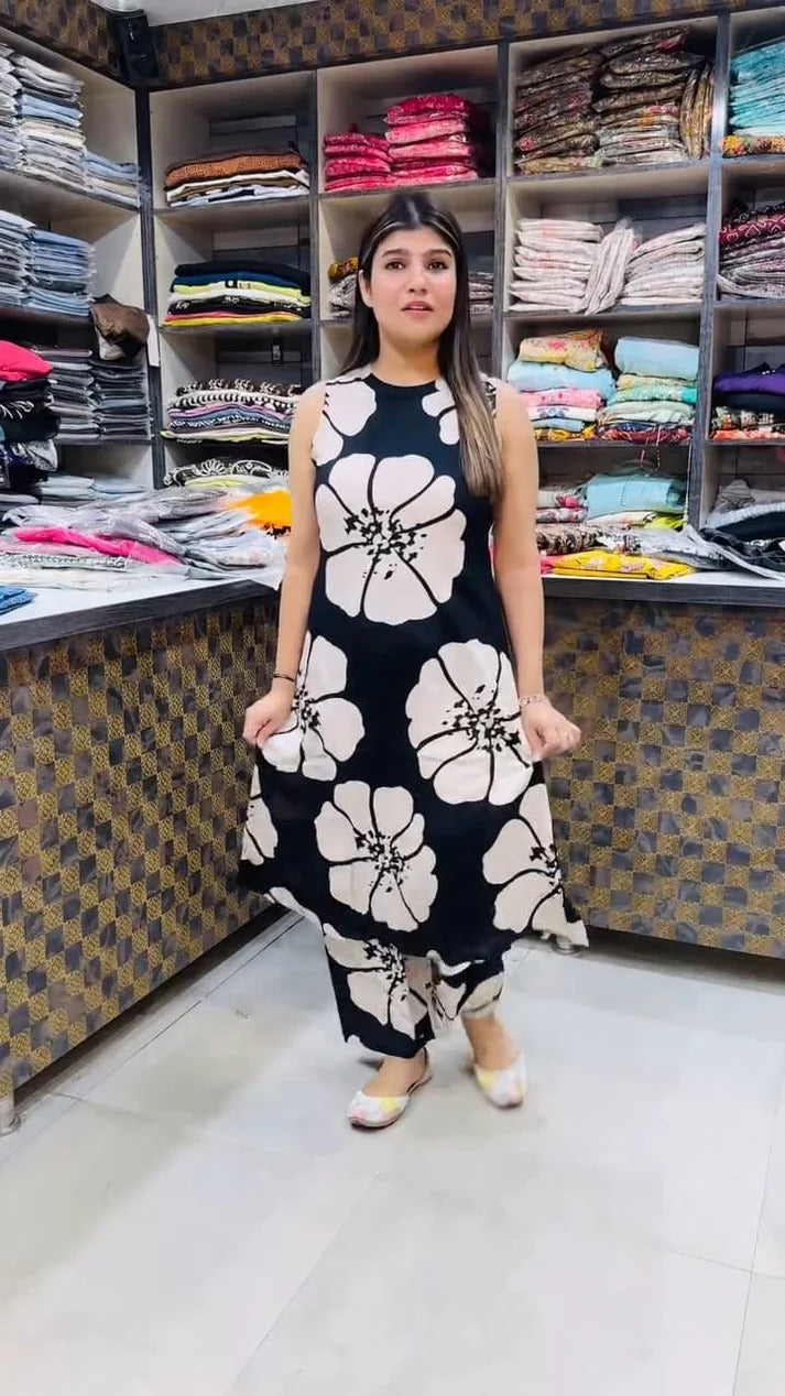 BLACK FLORAL PRINT CO-ORD SET
