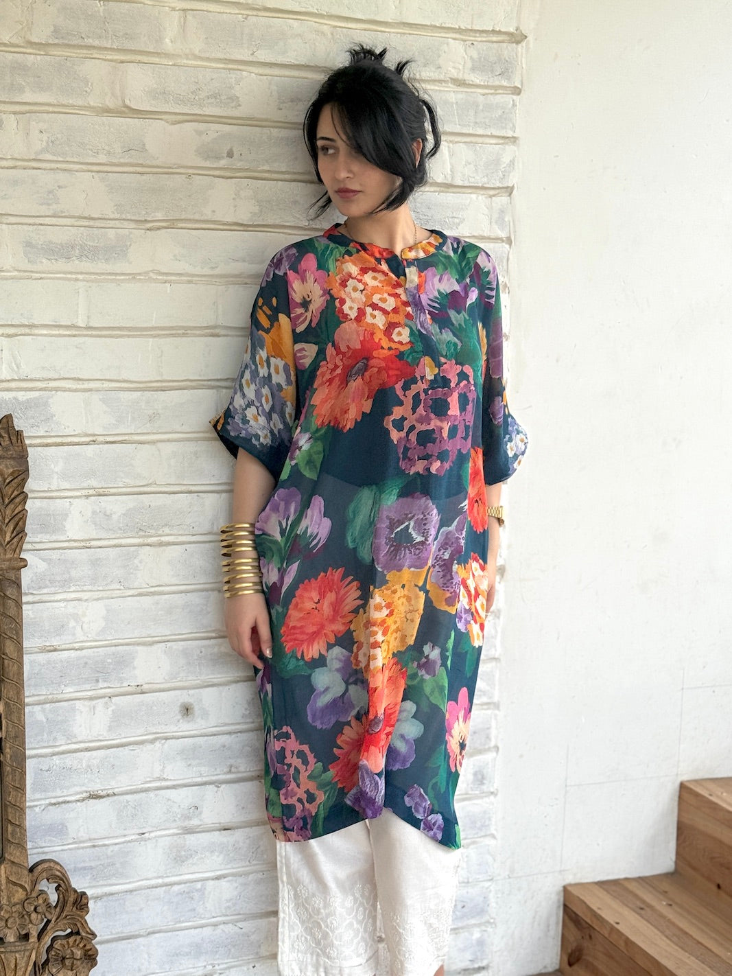 Rosy Chinon Fabric Free Size Kurta In Our Signature Design