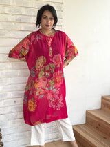 Rosy Chinon Fabric Free Size Kurta In Our Signature Design