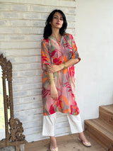 Rosy Chinon Fabric Free Size Kurta In Our Signature Design