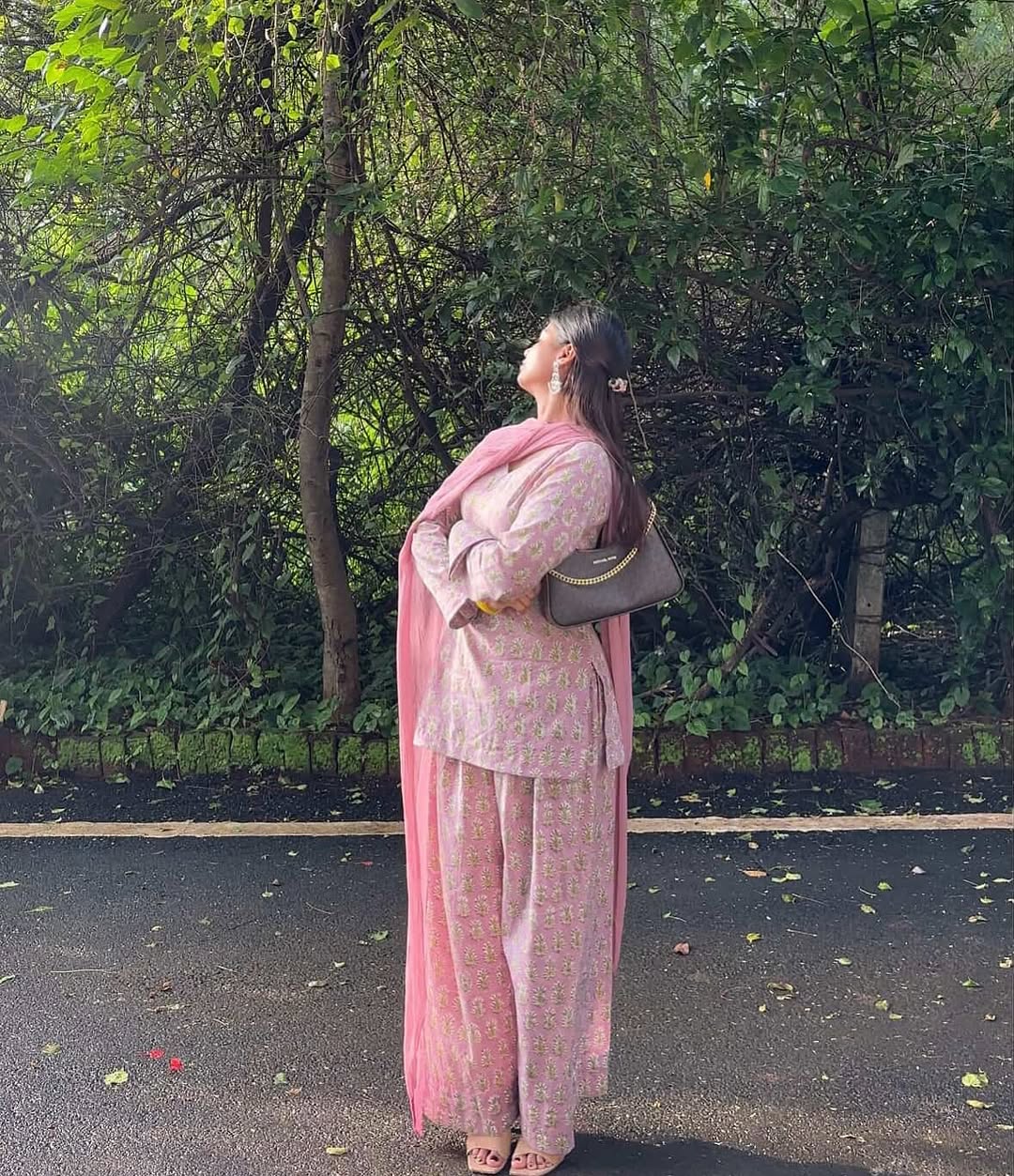 Amira Blush Pink Printed Kurta Set with Farshi Salwar