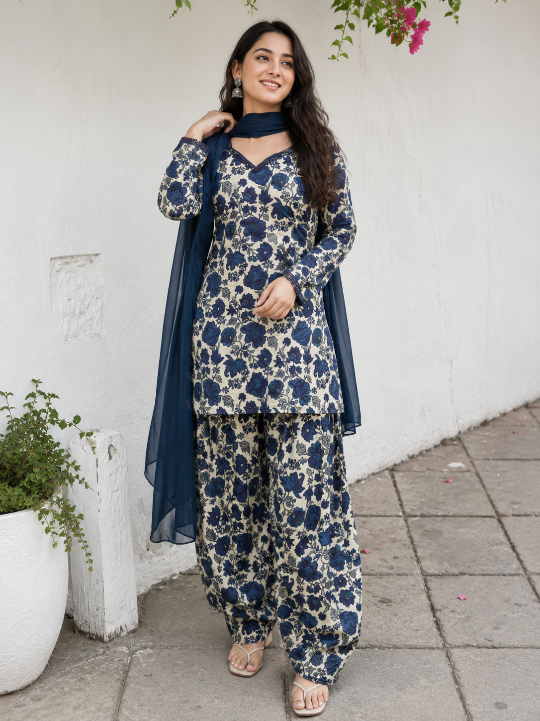 Dildar Blue Comfy Farshi Salwar set