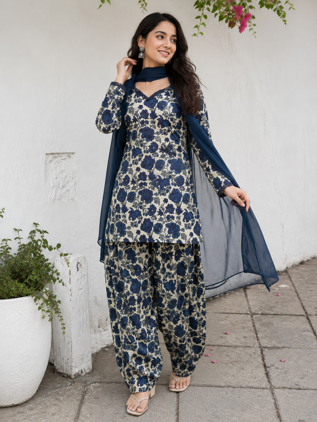 Dildar Blue Comfy Farshi Salwar set