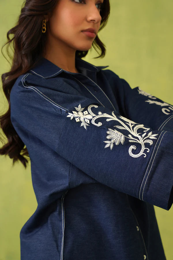 Ruby Ribbon Denim Ruby Denim Embroidered Coord Set – mituscouture
