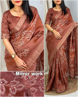 Navnidhi  zari jacquard checks with zari border in saree