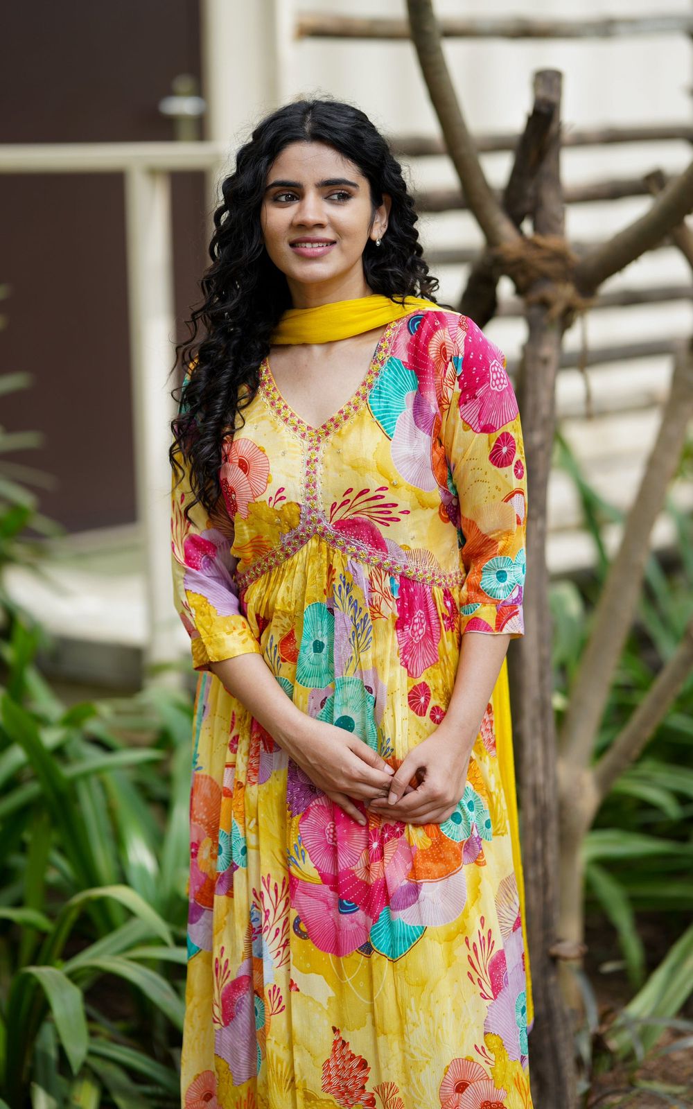 Alia Cut Kurtis Dupatta Yellow