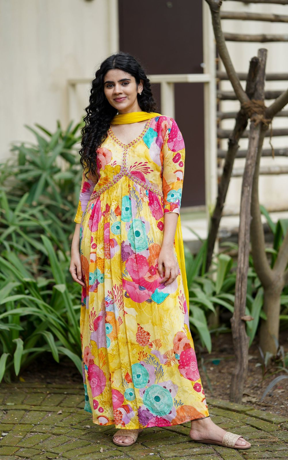 Alia Cut Kurtis Dupatta Yellow