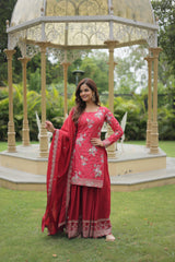 Readymade Plazoo  Dupatta Suit