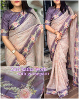 Digital print in saree with satin border