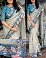 Digital print in saree with satin border