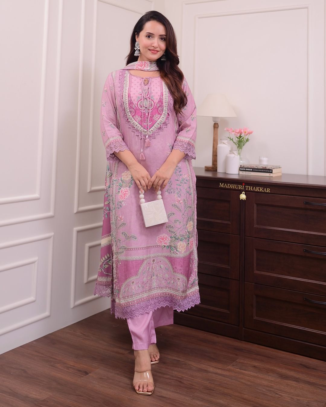 Lilac Muslin Pakistani Suit