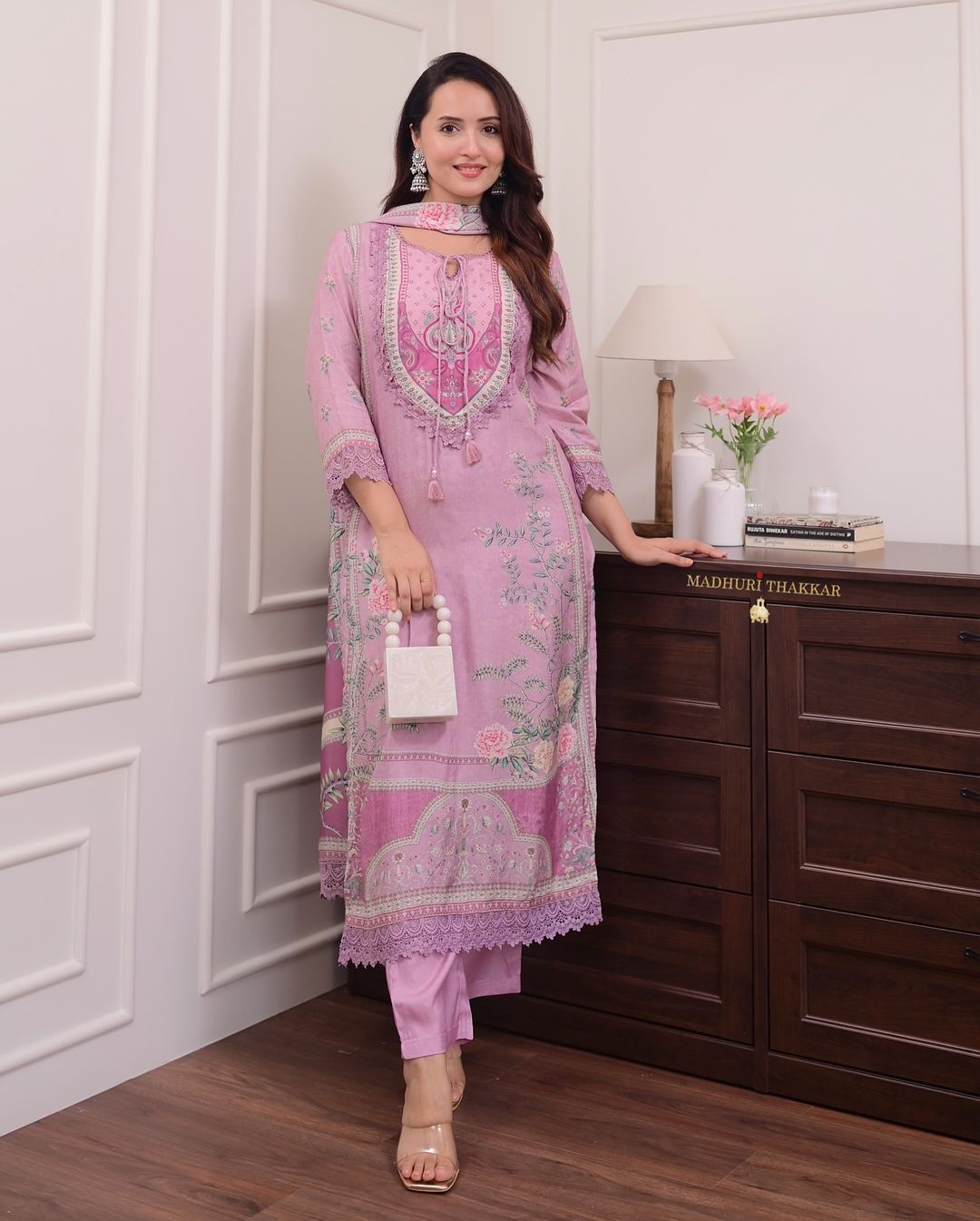 Lilac Muslin Pakistani Suit