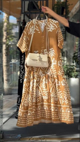 Kenny Tropical Breeze Printed Tiered Midi Dress