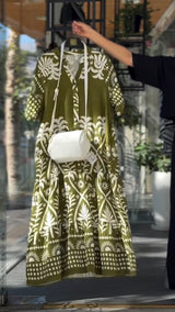 Kenny Tropical Breeze Printed Tiered Midi Dress