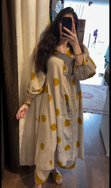 Stylish cotton a line kurta paired with palazzo