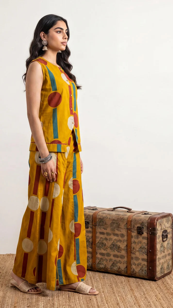 Anouk Yellow Abstract print comfy cord-set.