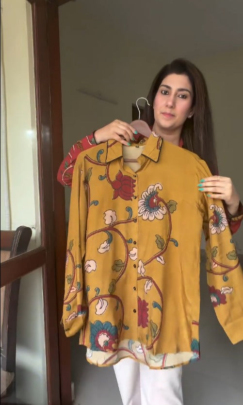 Women’s Kalamkari Printed Button-Down Shirt