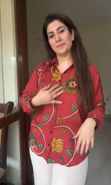 Women’s Kalamkari Printed Button-Down Shirt