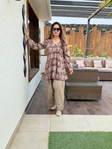 Ani Floral Printed Cotton Kurta & Palazzo Co-Ord Set