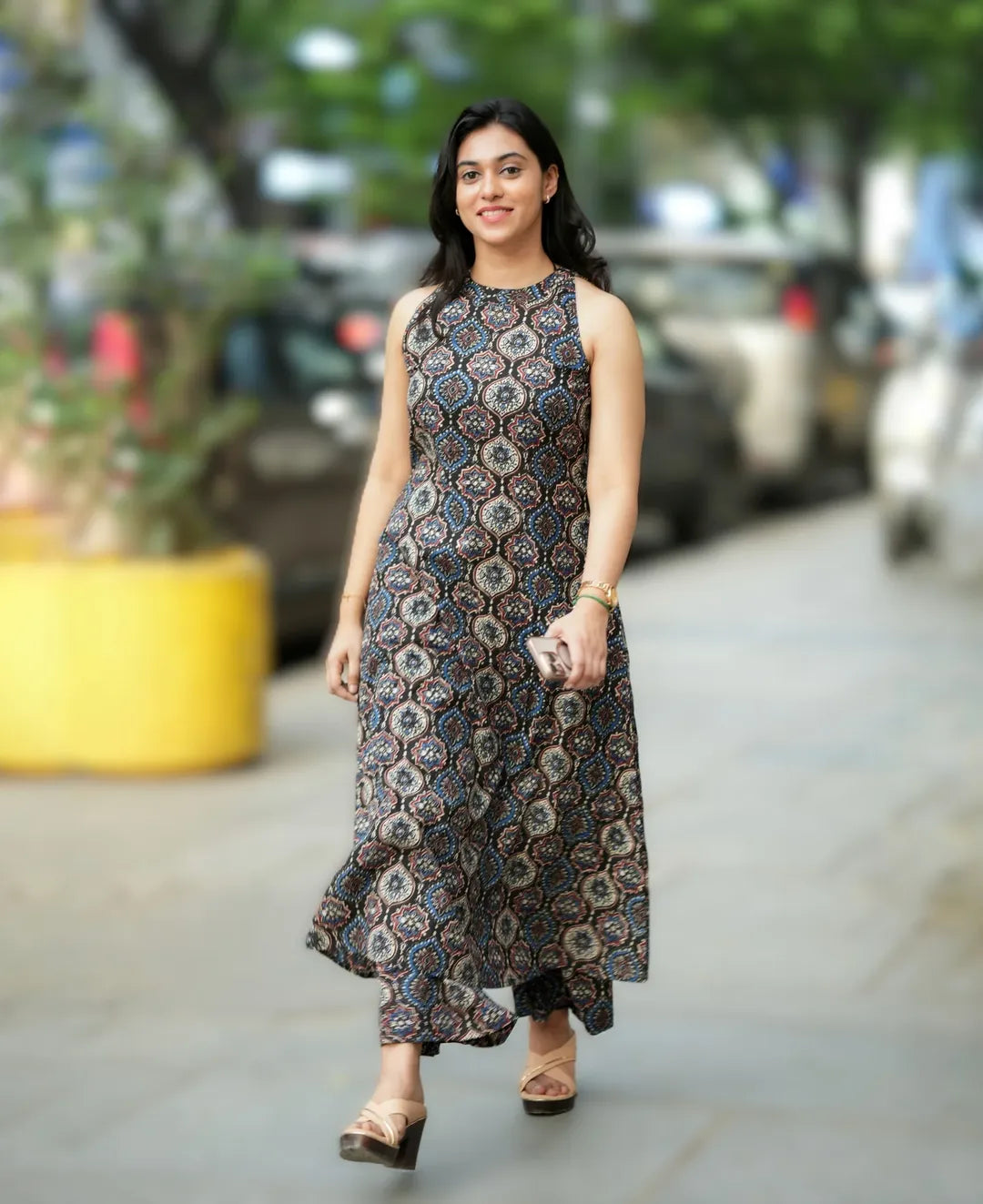 Moni Cotton Printed Halter Neck A-line Kurta Pant